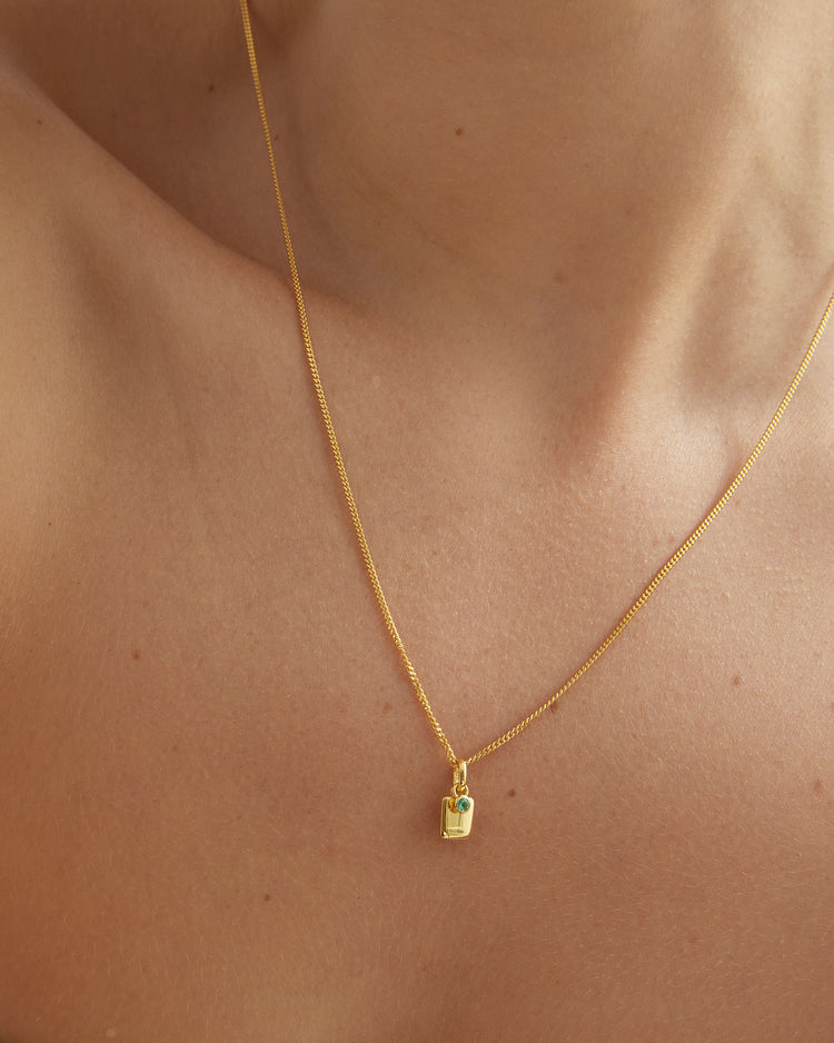 ENGRAVABLE BIRTHSTONE NECKLACE (18K GOLD VERMEIL)