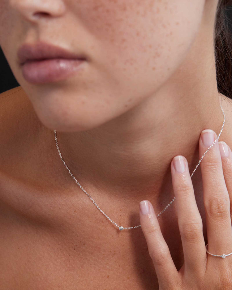 PETITE DIAMOND NECKLACE (STERLING SILVER) IMAGE 2