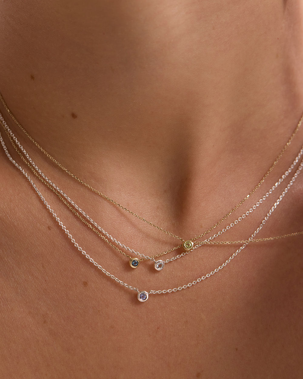 PETITE BIRTHSTONE NECKLACE (STERLING SILVER) IMAGE 3