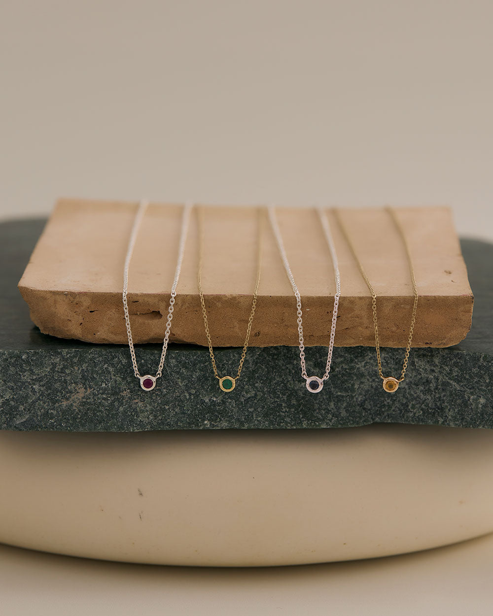 PETITE BIRTHSTONE NECKLACE (STERLING SILVER) IMAGE 4