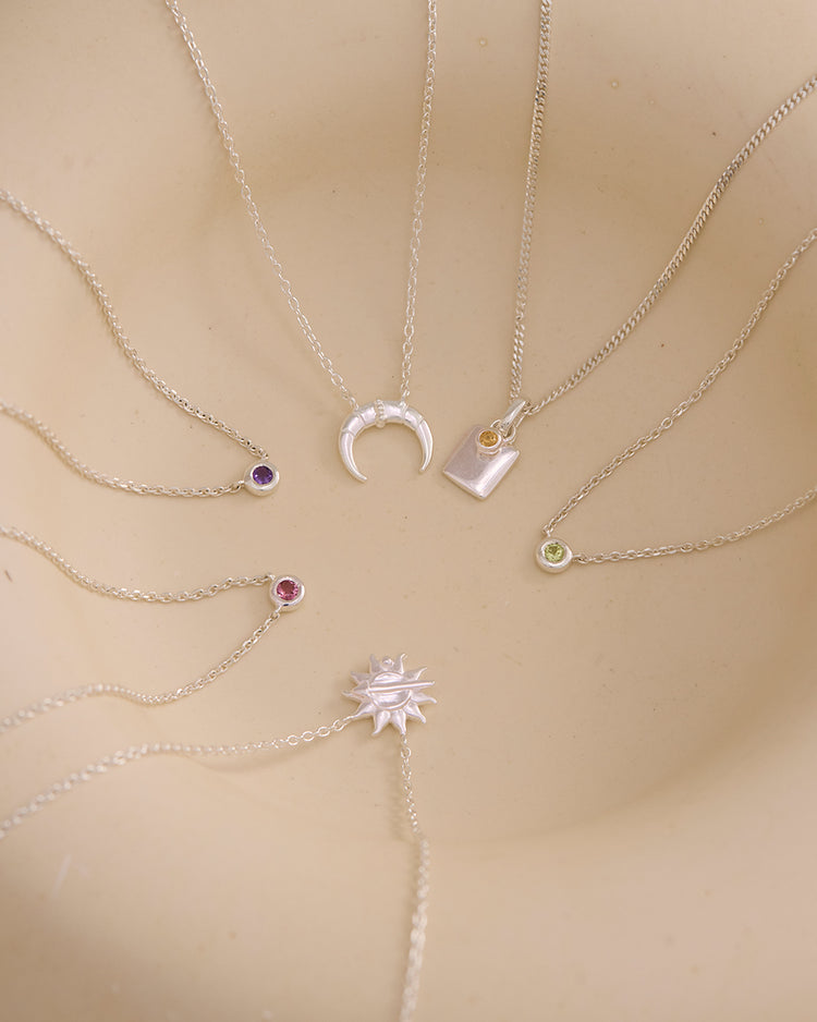 ENGRAVABLE BIRTHSTONE NECKLACE (STERLING SILVER)