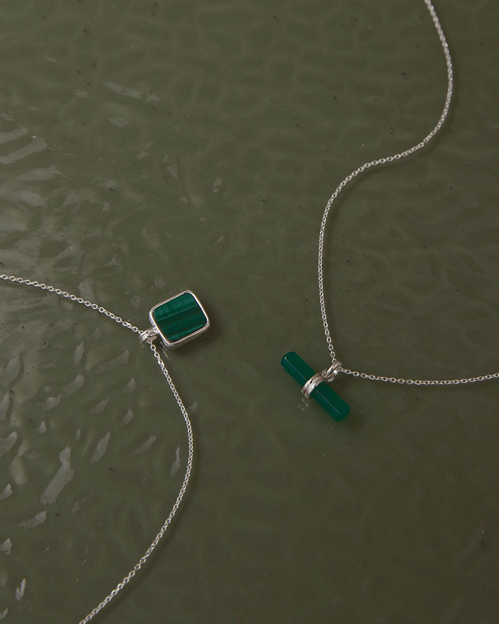 MALACHITE PENDANT NECKLACE (STERLING SILVER) IMAGE 2