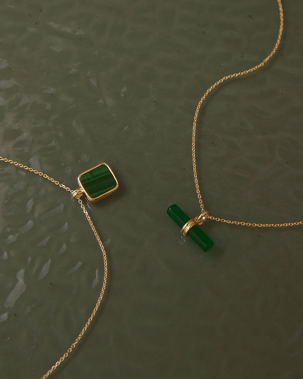 MALACHITE PENDANT NECKLACE (18K GOLD VERMEIL) IMAGE 2