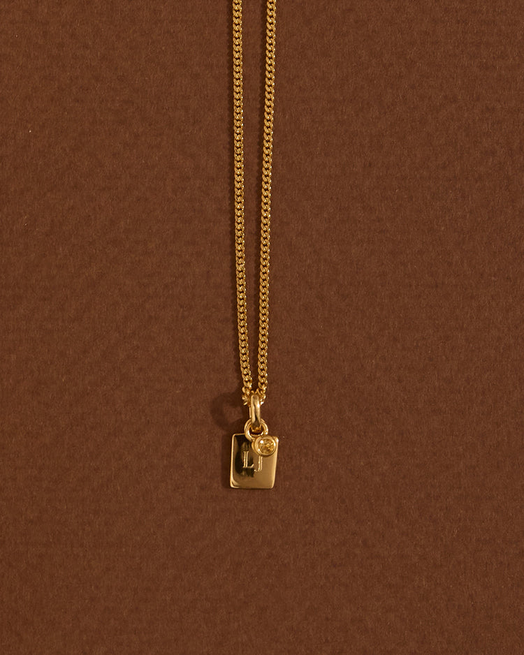 ENGRAVABLE BIRTHSTONE NECKLACE (18K GOLD VERMEIL)