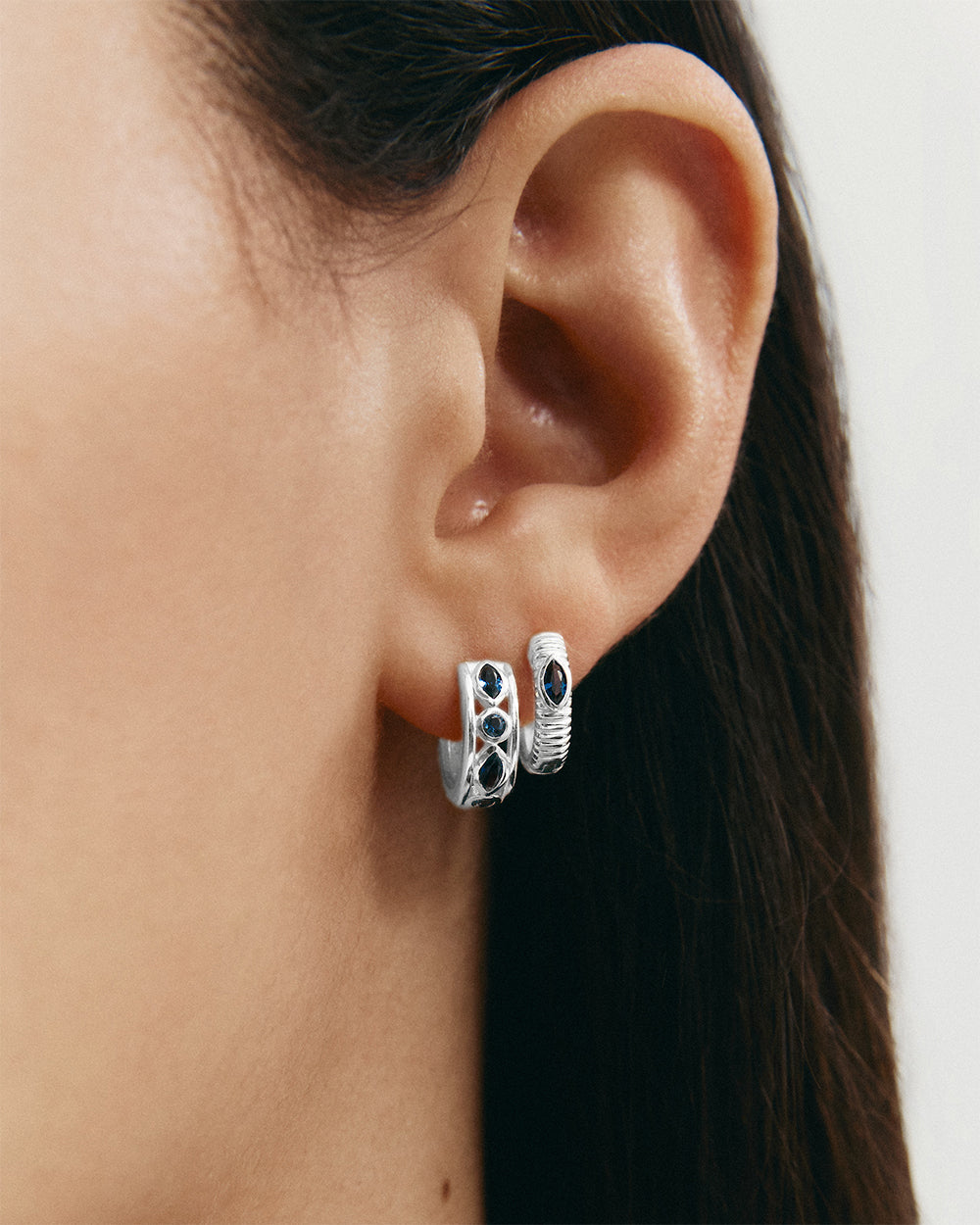 INK TEXTURE HOOPS (STERLING SILVER) IMAGE 2