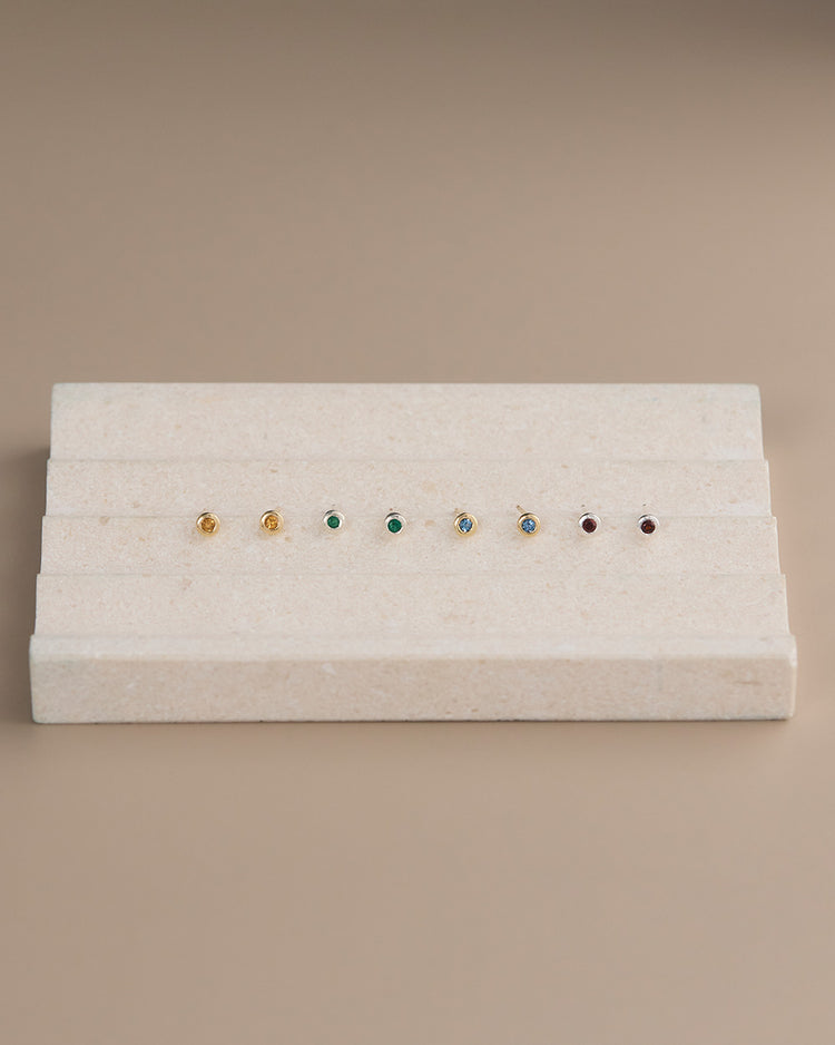 PETITE BIRTHSTONE STUDS (STERLING SILVER)