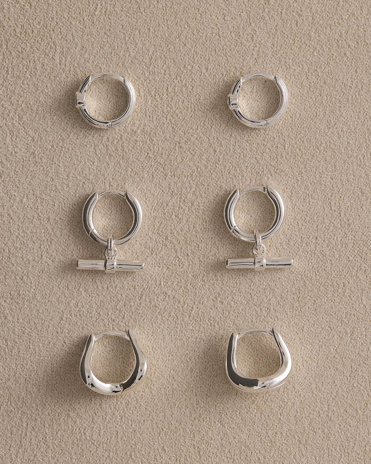 RHYTHM T-BAR HOOPS (STERLING SILVER)