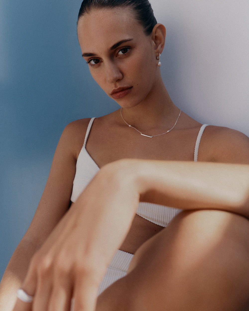 MARIS PEARL HOOPS (STERLING SILVER) IMAGE 2