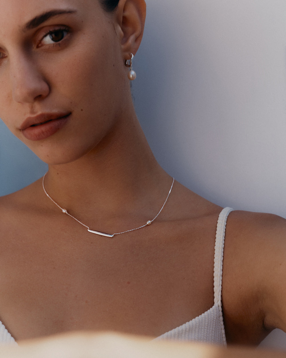 MARIS PEARL HOOPS (STERLING SILVER) IMAGE 3