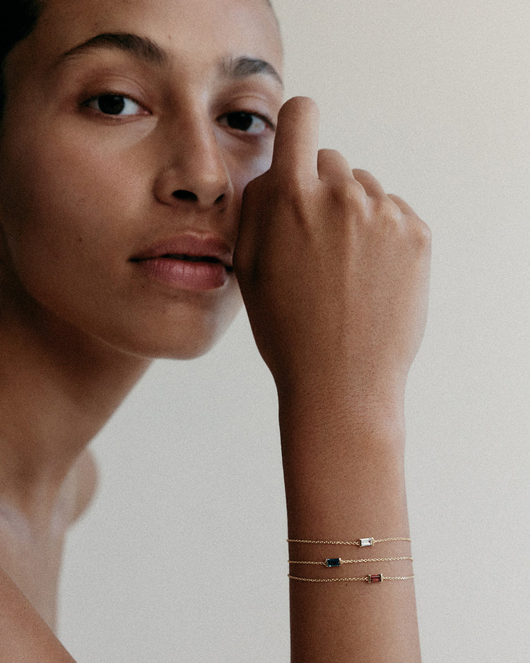 BAGUETTE BIRTHSTONE BRACELET (18K GOLD VERMEIL) CAMPAIGN