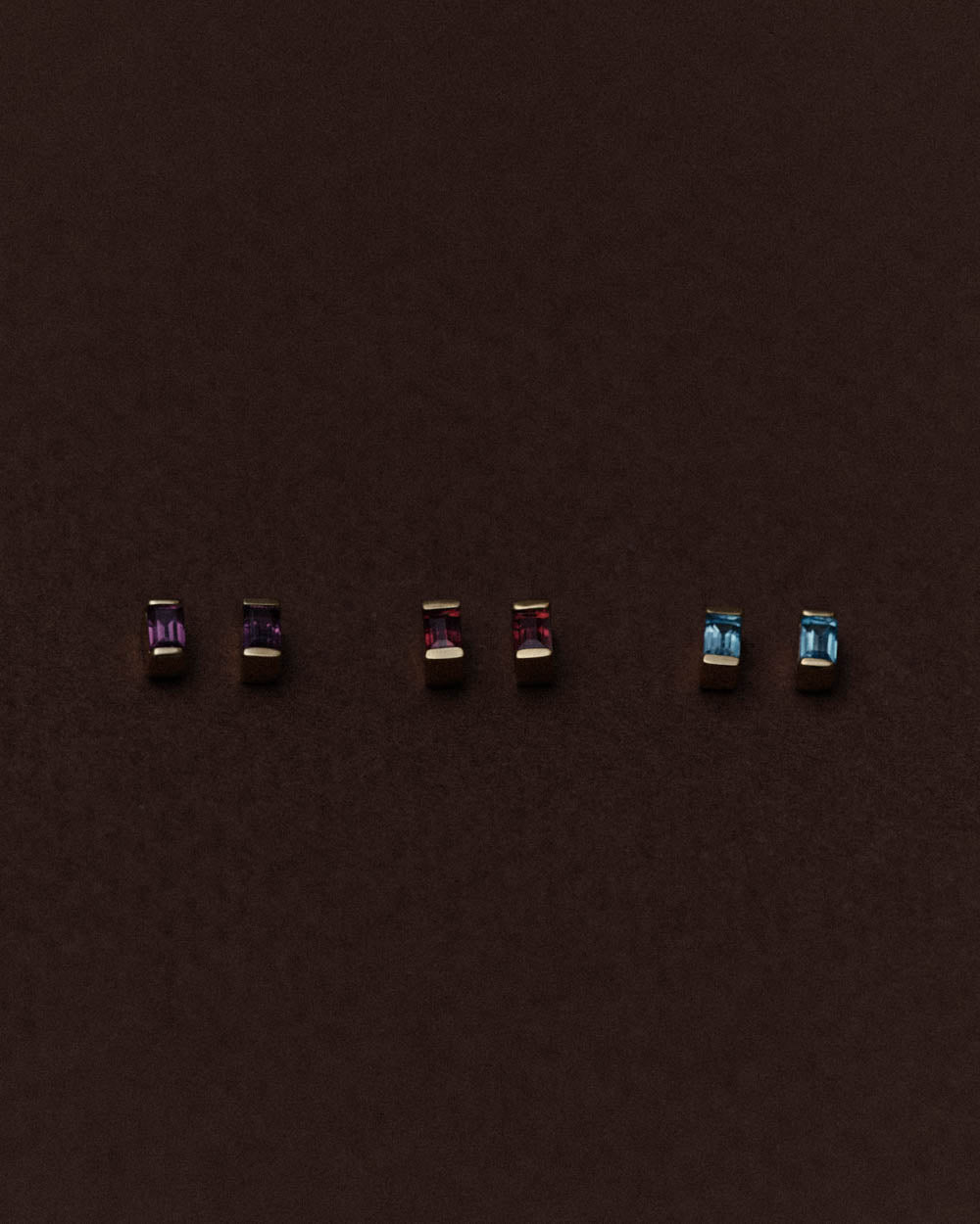 BAGUETTE BIRTHSTONE STUDS (18K GOLD PLATED)