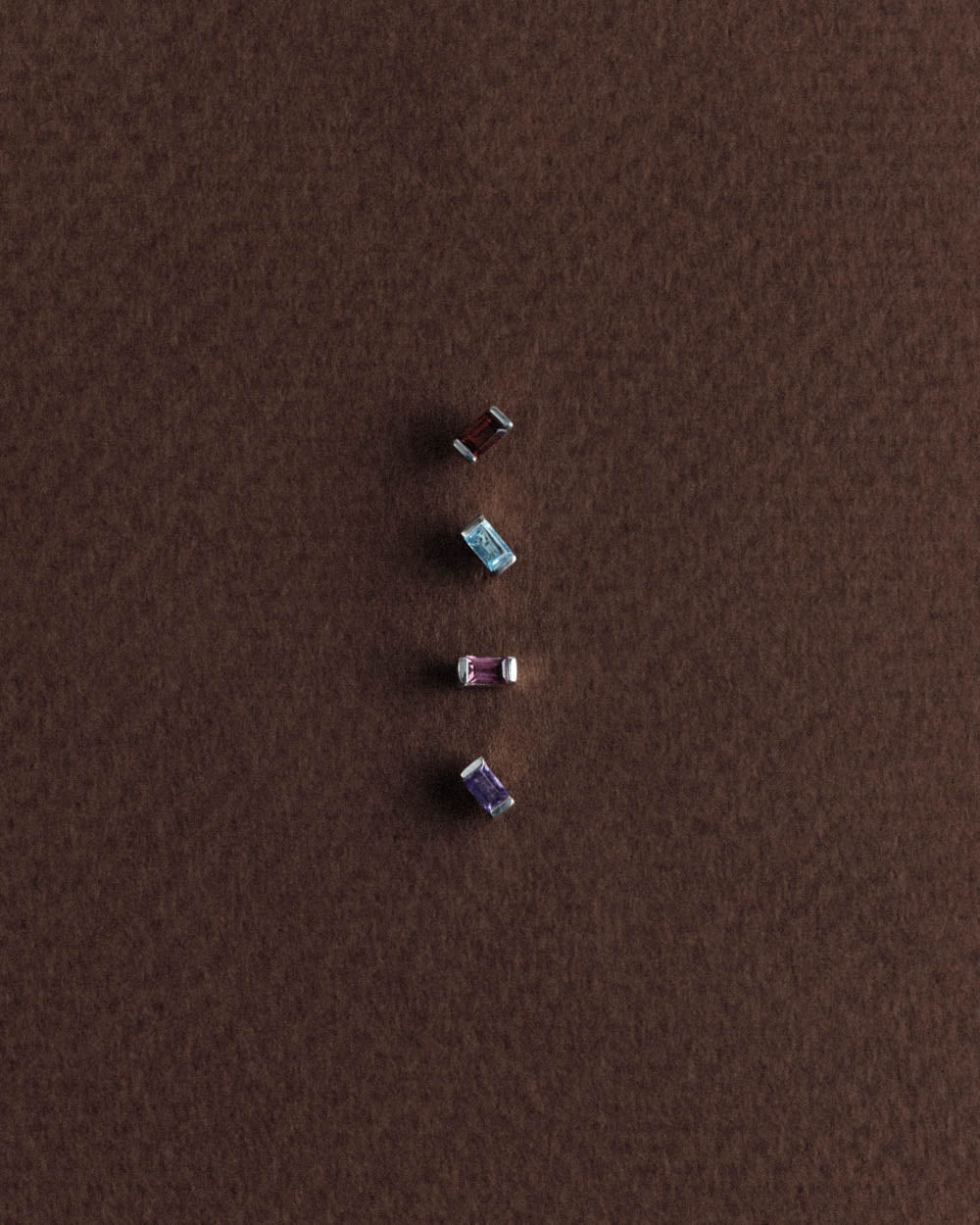 BAGUETTE BIRTHSTONE STUDS (STERLING SILVER)