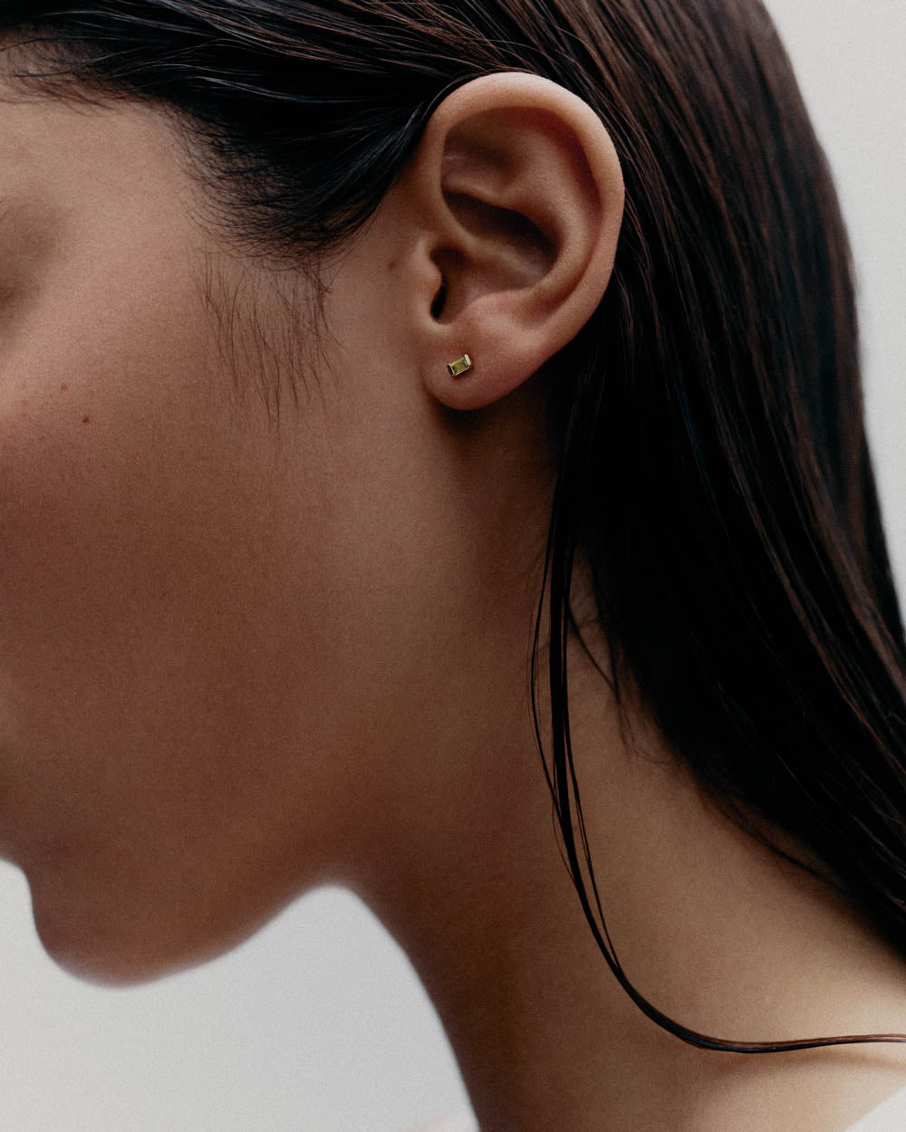 BAGUETTE BIRTHSTONE STUDS (18K GOLD PLATED)