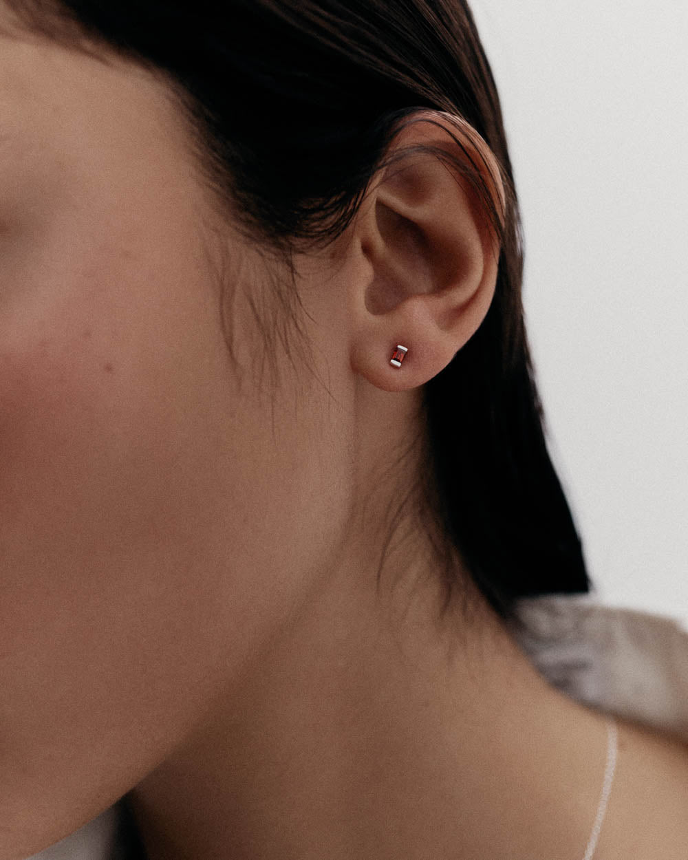BAGUETTE BIRTHSTONE STUDS (STERLING SILVER)