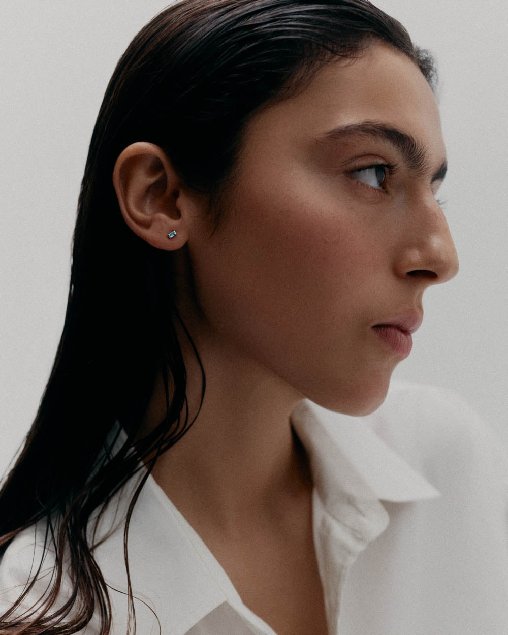 BAGUETTE BIRTHSTONE STUDS (STERLING SILVER)