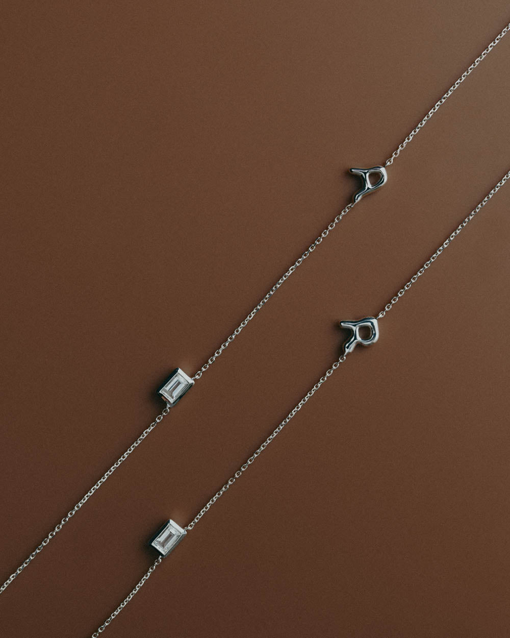 INITIAL BAGUETTE NECKLACE (STERLING SILVER)