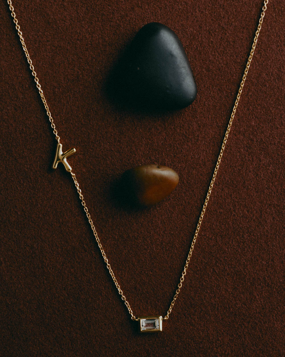 INITIAL BAGUETTE NECKLACE (18K GOLD VERMEIL)