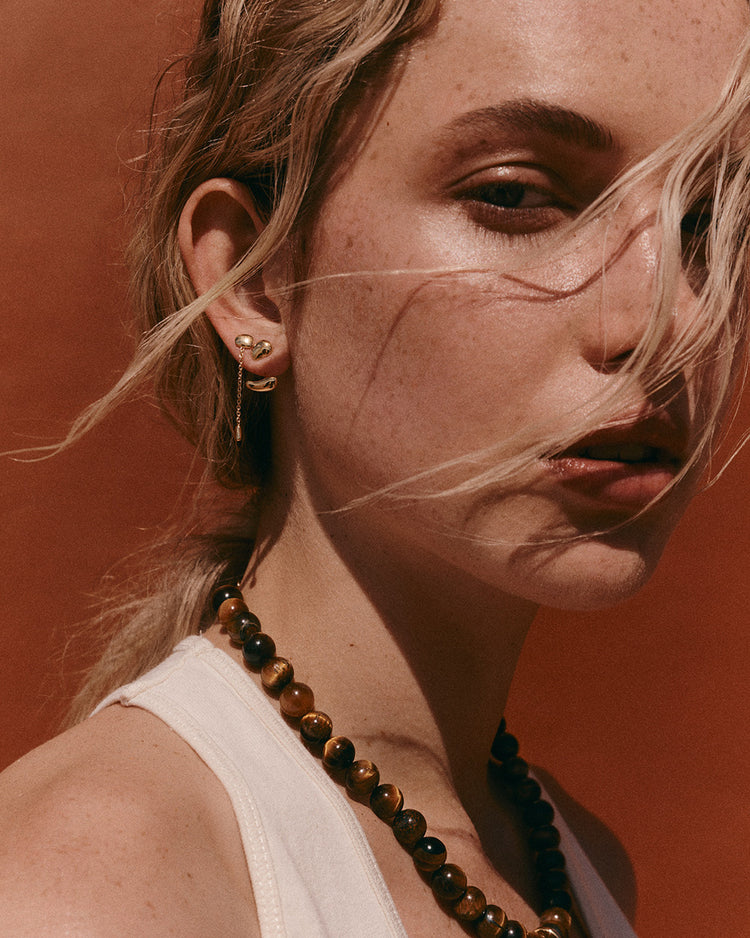 SACRED SUN CHAIN EARRINGS (18K GOLD PLATED)
