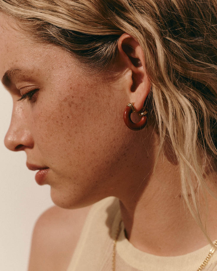 SOLAR JASPER HOOPS (18K GOLD PLATED)