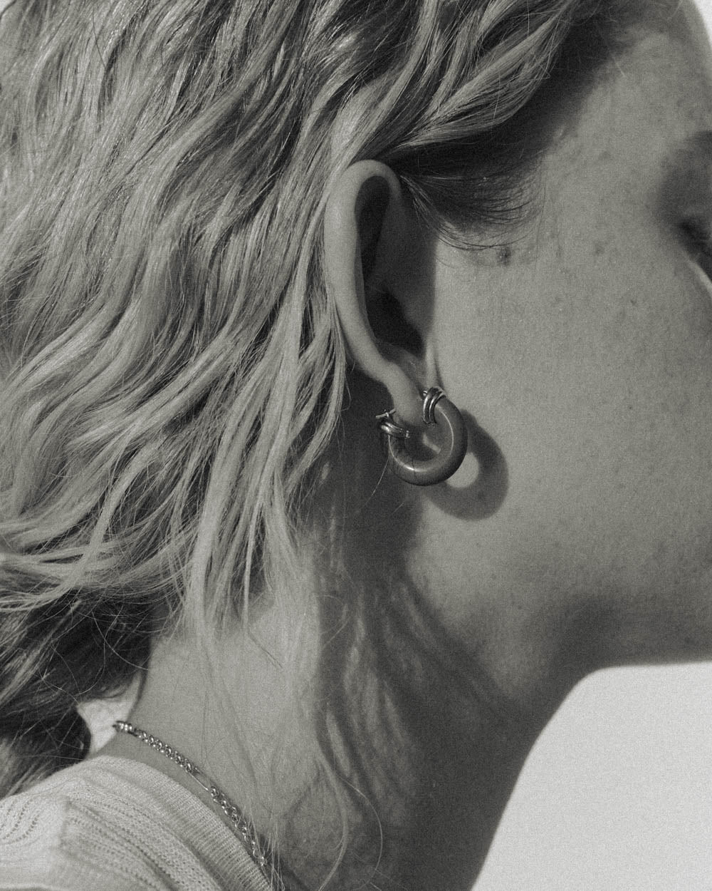 SOLAR JASPER HOOPS (18K GOLD PLATED)