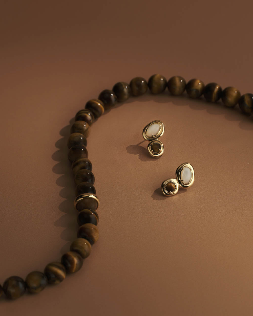 SOLAR TIGERS EYE NECKLACE (18K GOLD PLATED)