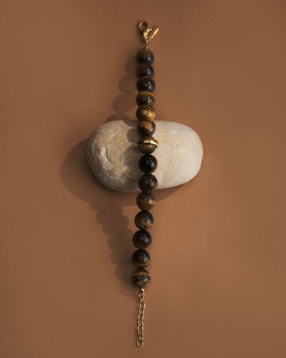 SOLAR TIGERS EYE BRACELET (18K GOLD PLATED)