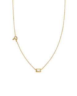 INITIAL BAGUETTE NECKLACE (18K GOLD VERMEIL)