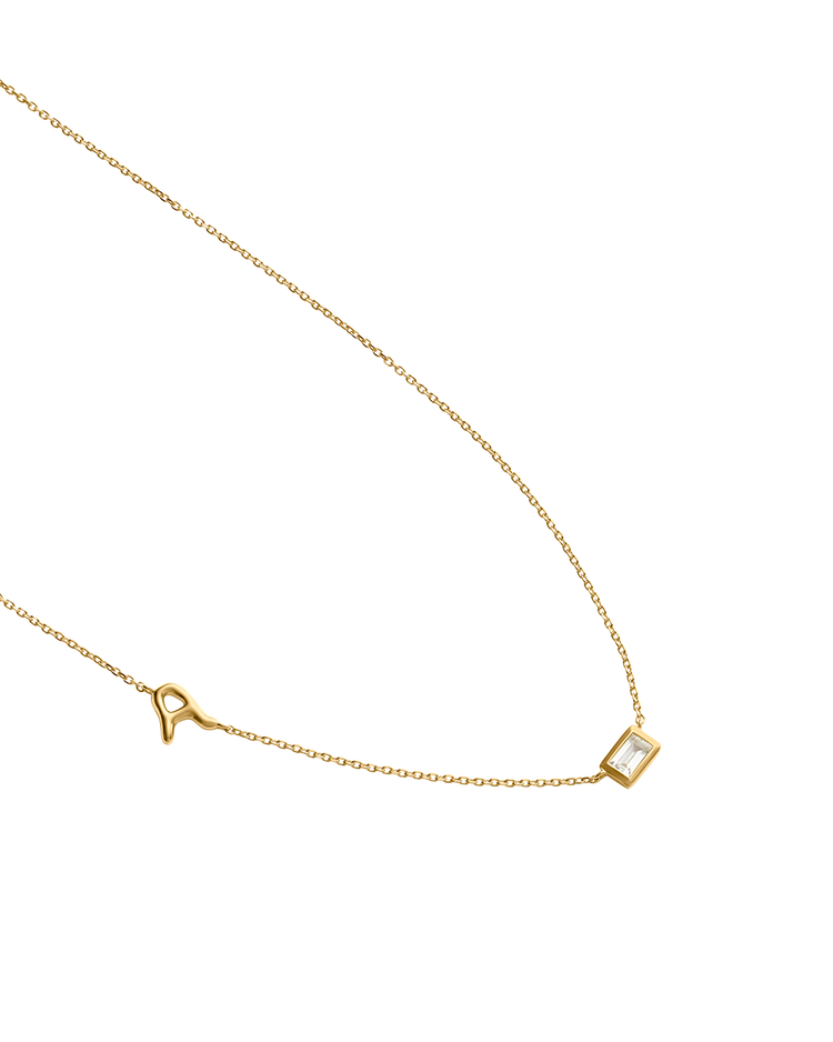 INITIAL BAGUETTE NECKLACE (18K GOLD VERMEIL)