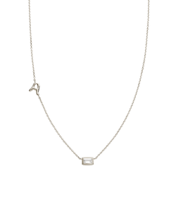 INITIAL BAGUETTE NECKLACE (STERLING SILVER)