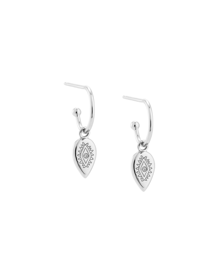 ETCHED TEARDROP HOOPS (STERLING SILVER)