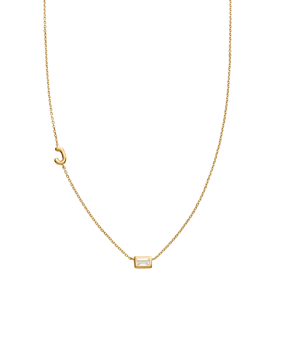 INITIAL BAGUETTE NECKLACE (18K GOLD VERMEIL)