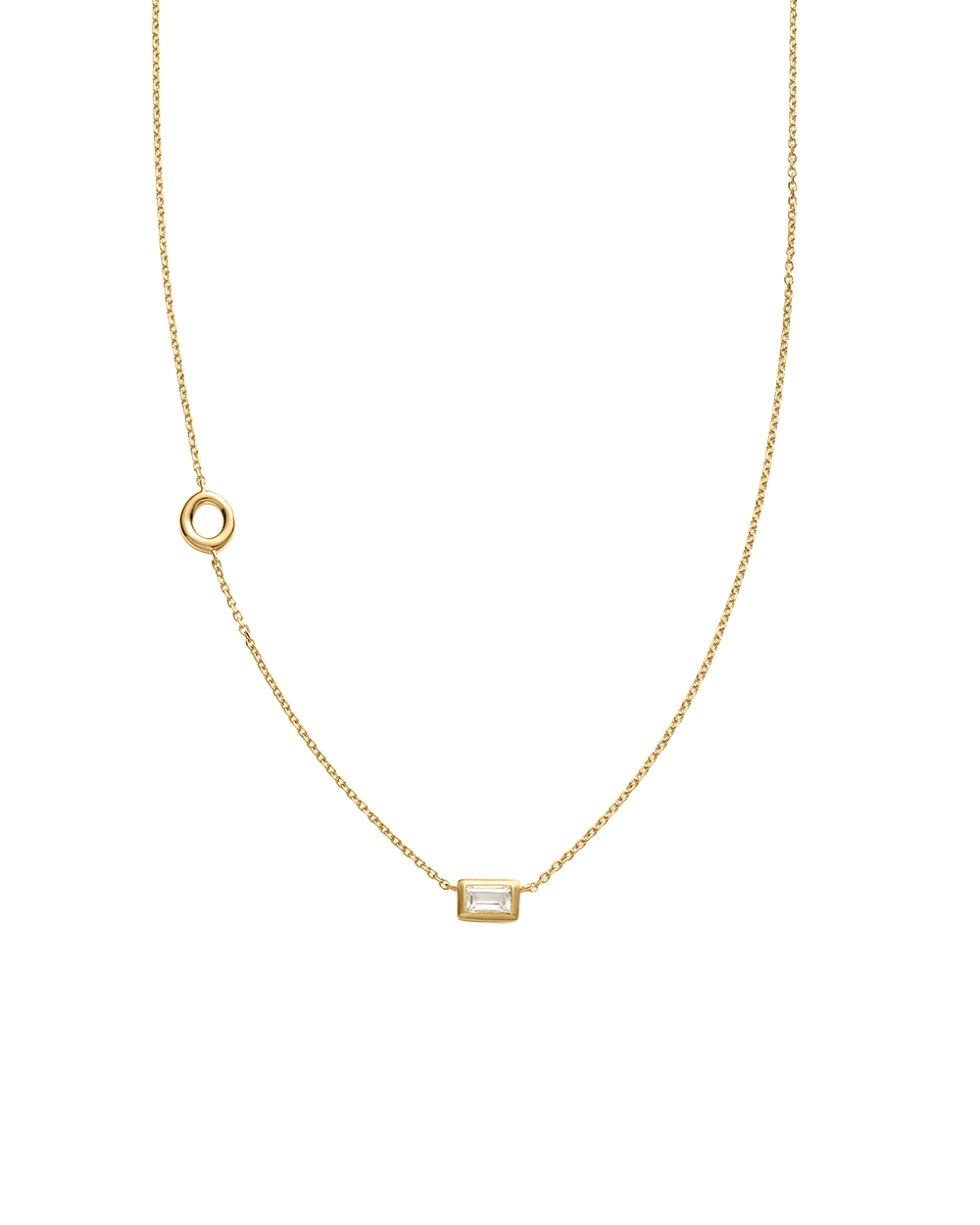 INITIAL BAGUETTE NECKLACE (18K GOLD VERMEIL)