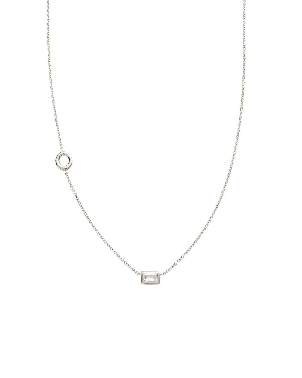 INITIAL BAGUETTE NECKLACE (STERLING SILVER)