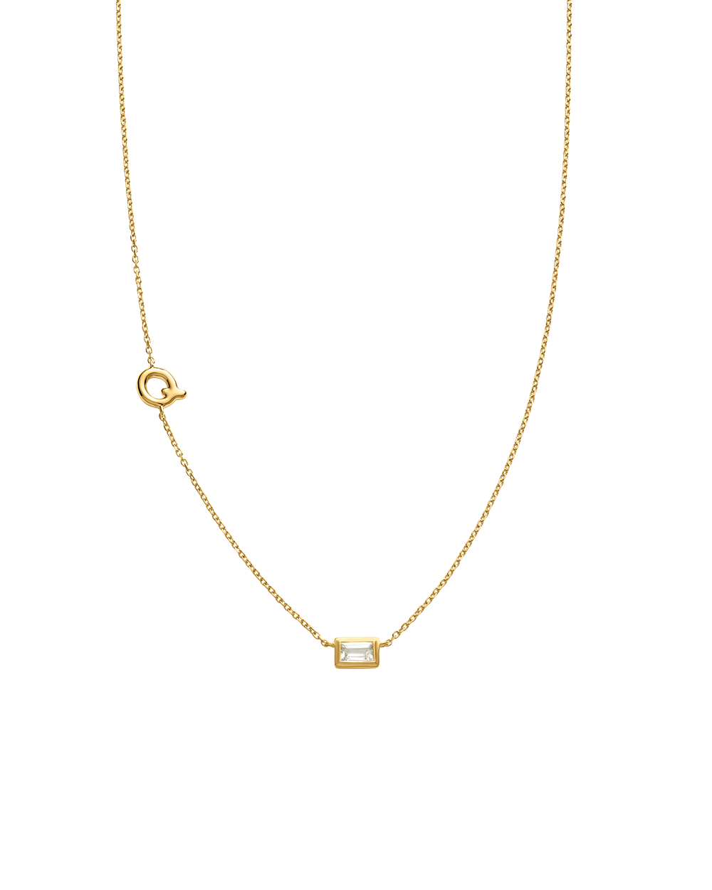 INITIAL BAGUETTE NECKLACE (18K GOLD VERMEIL)