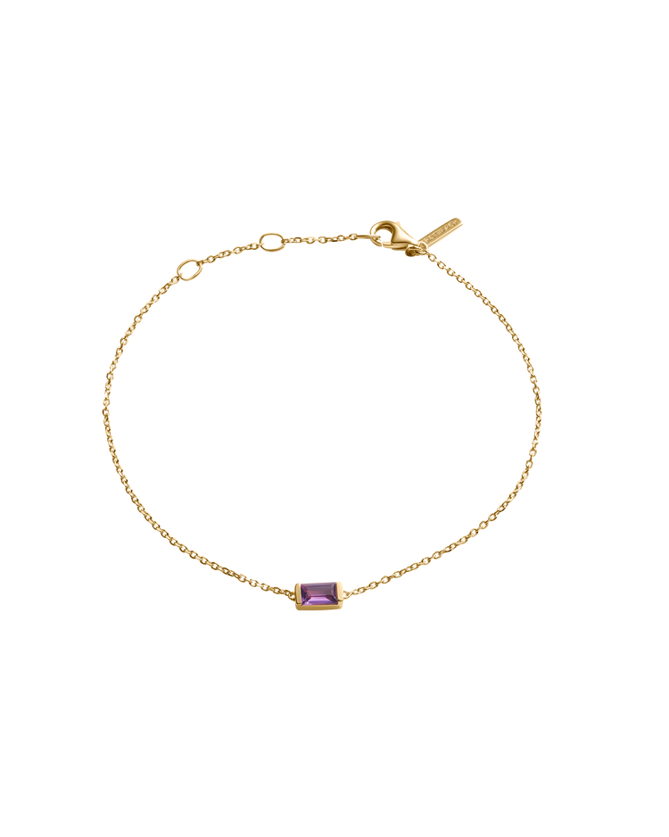 BAGUETTE BIRTHSTONE BRACELET (18K GOLD VERMEIL) FEBRUARY