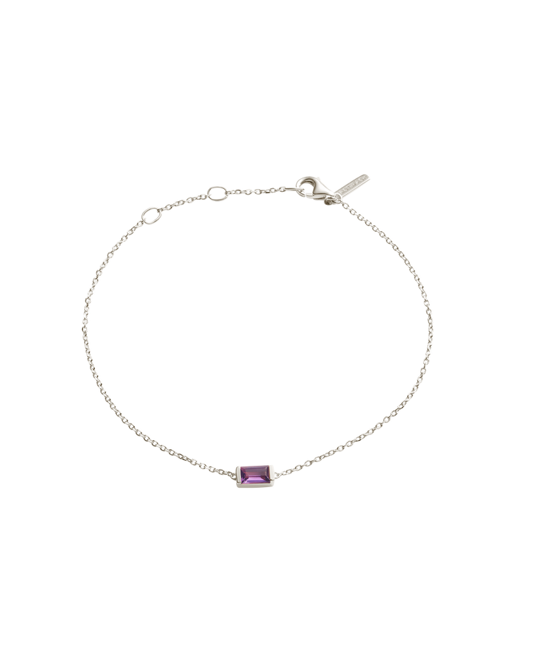 BAGUETTE BIRTHSTONE BRACELET (STERLING SILVER)