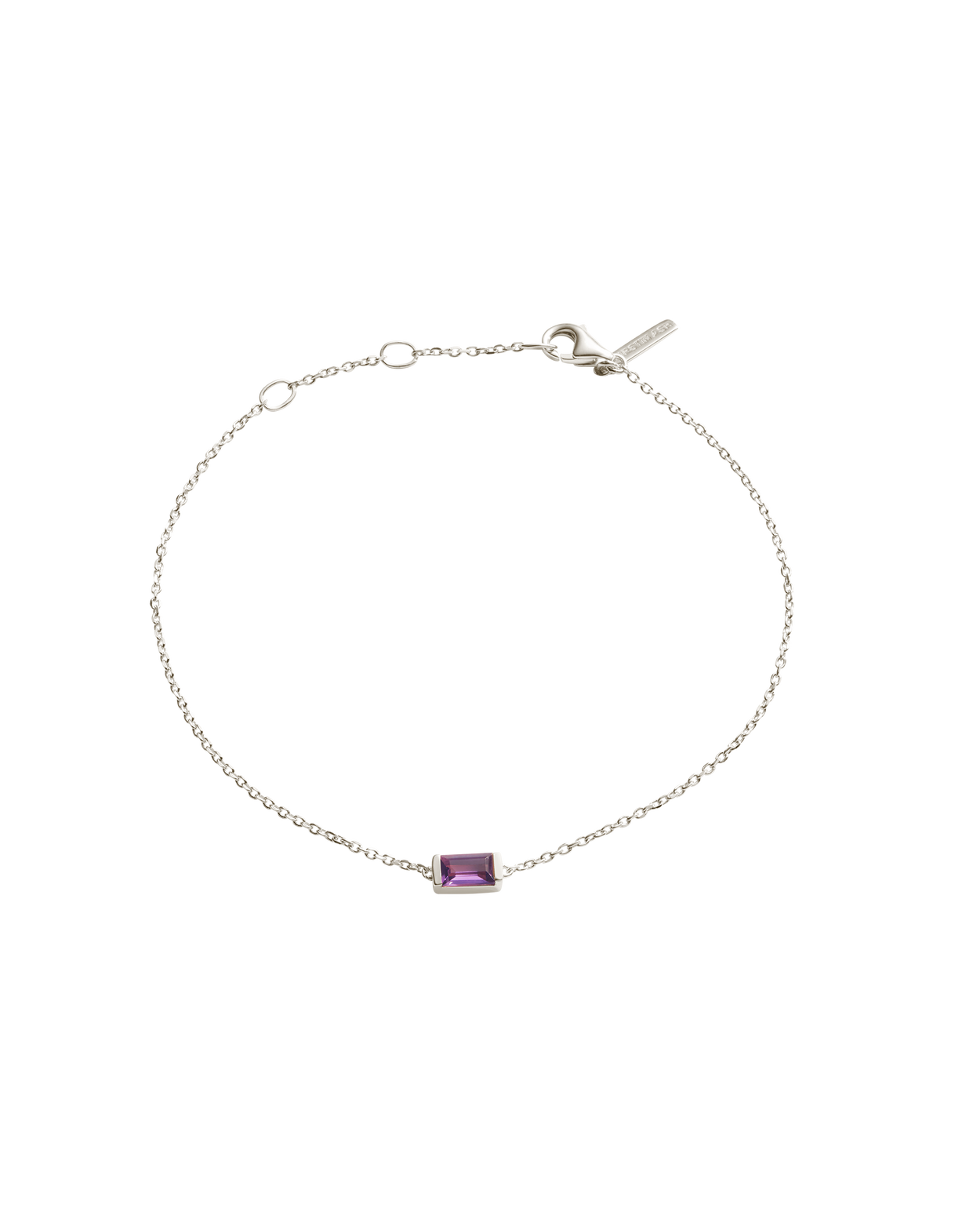 BAGUETTE BIRTHSTONE BRACELET (STERLING SILVER) FEBRUARY