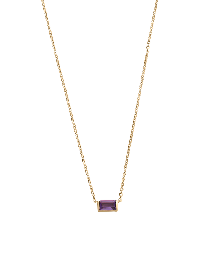 BAGUETTE BIRTHSTONE NECKLACE (18K GOLD VERMEIL)