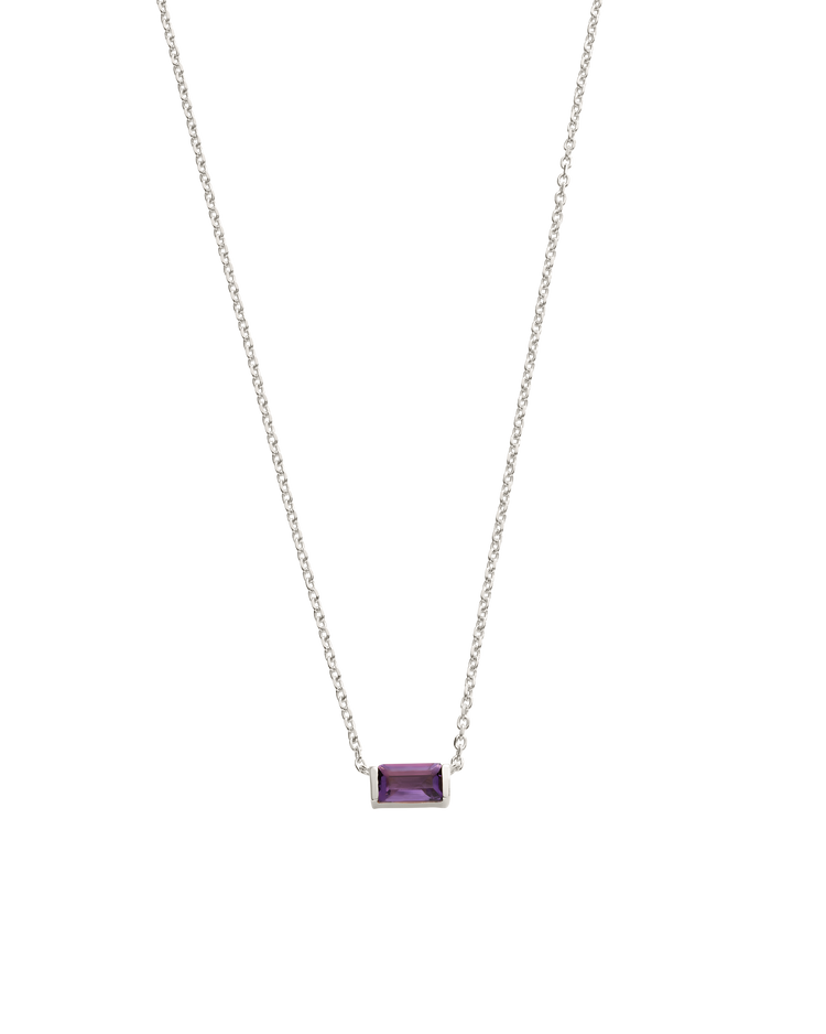 BAGUETTE BIRTHSTONE NECKLACE (STERLING SILVER)