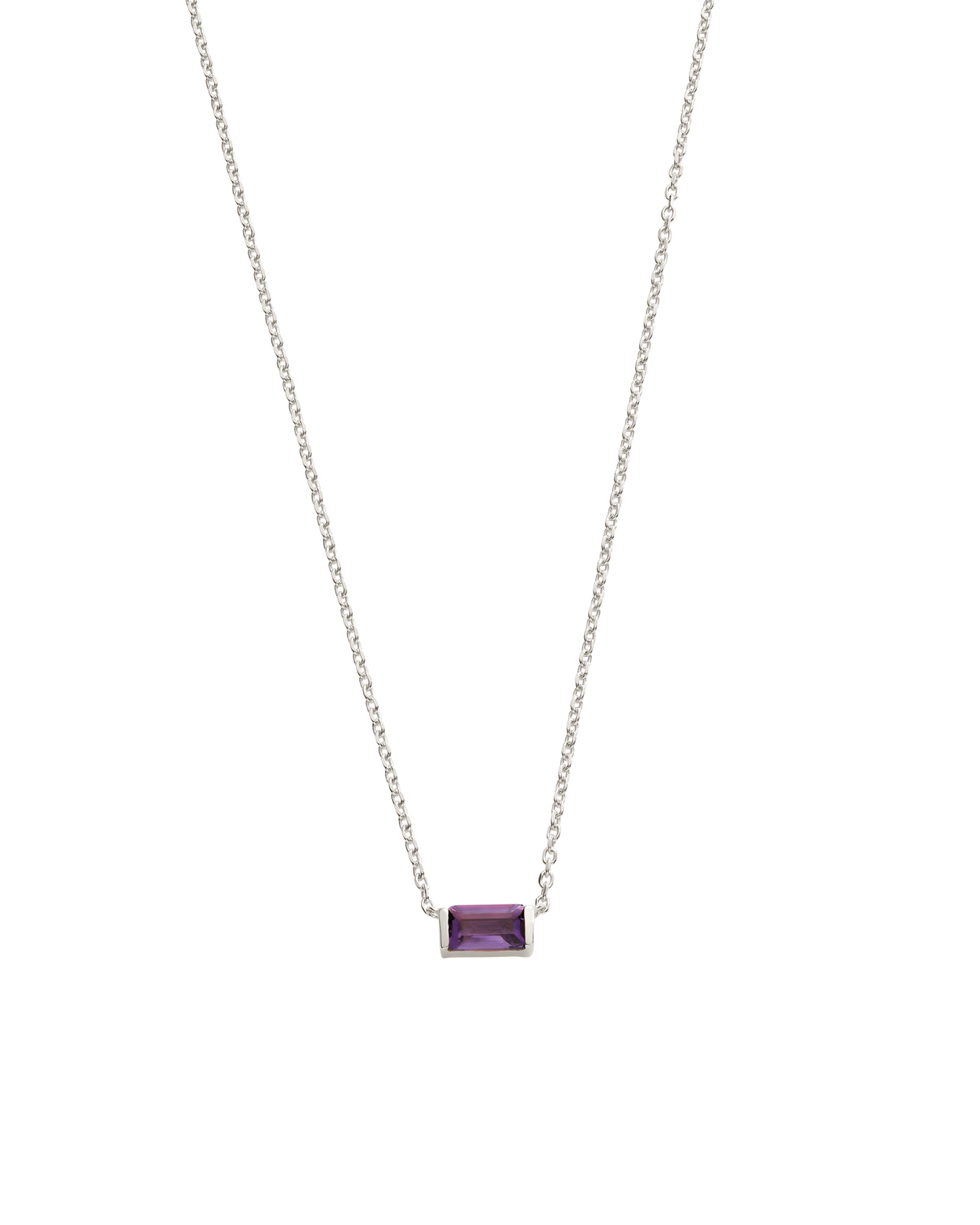 BAGUETTE BIRTHSTONE NECKLACE (STERLING SILVER) FEBRUARY