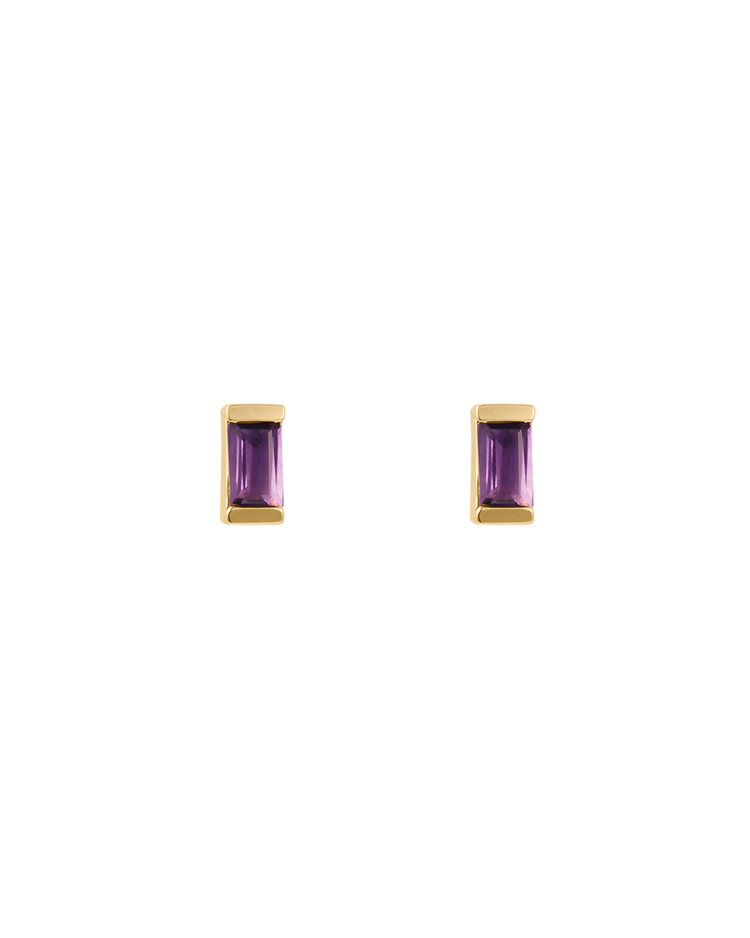 BAGUETTE BIRTHSTONE STUDS (18K GOLD PLATED)