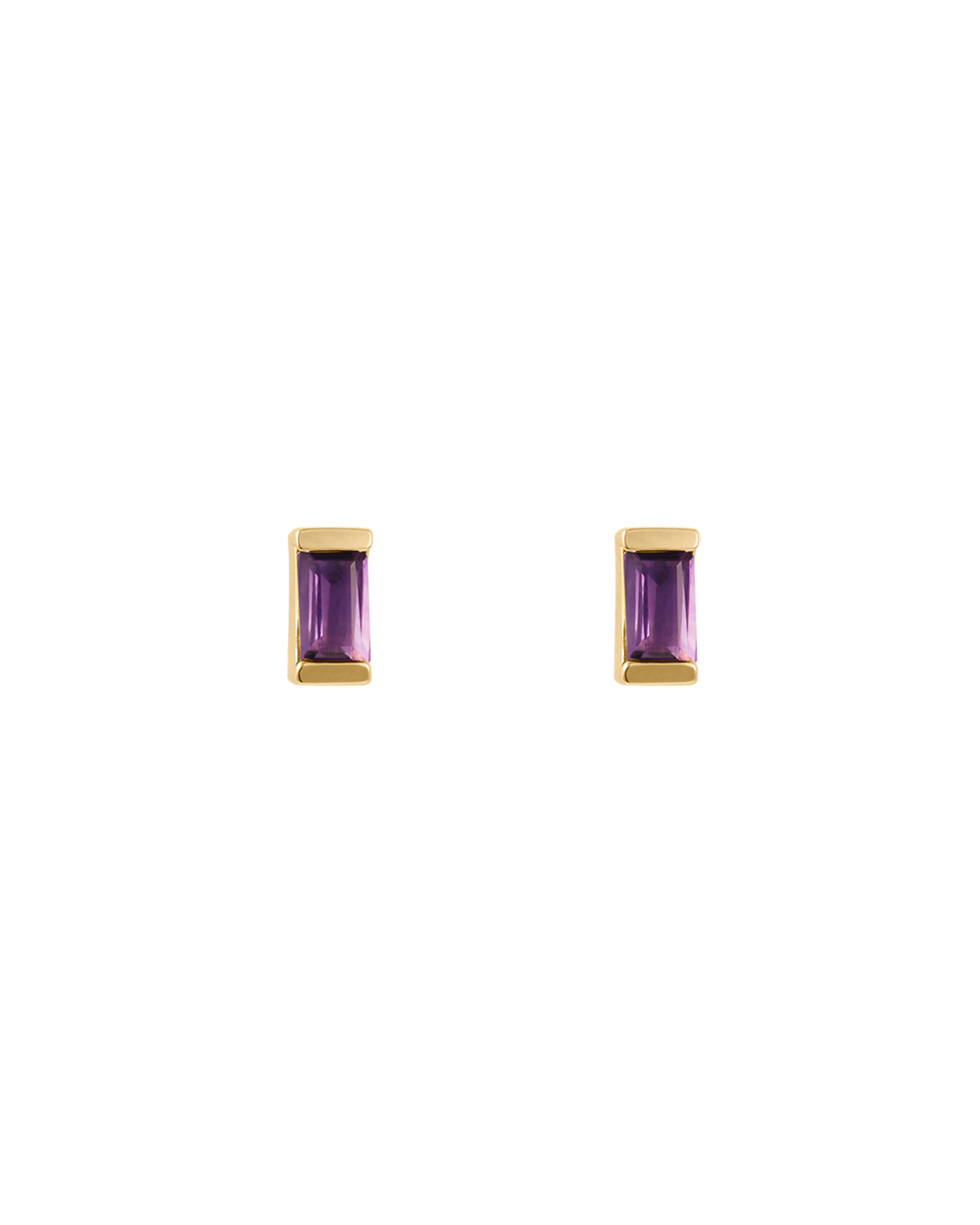 BAGUETTE BIRTHSTONE STUDS (18K GOLD PLATED)