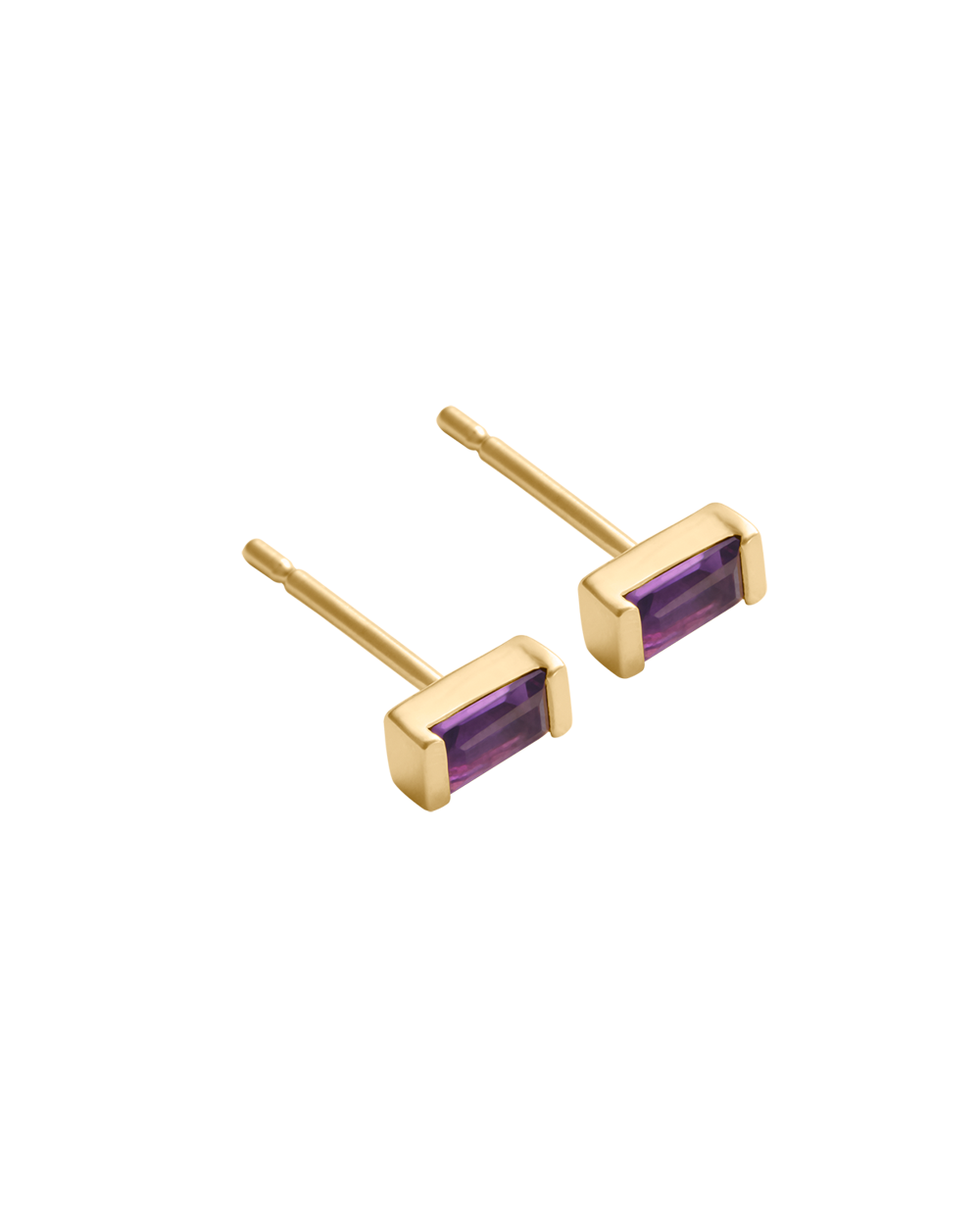 BAGUETTE BIRTHSTONE STUDS (18K GOLD PLATED)