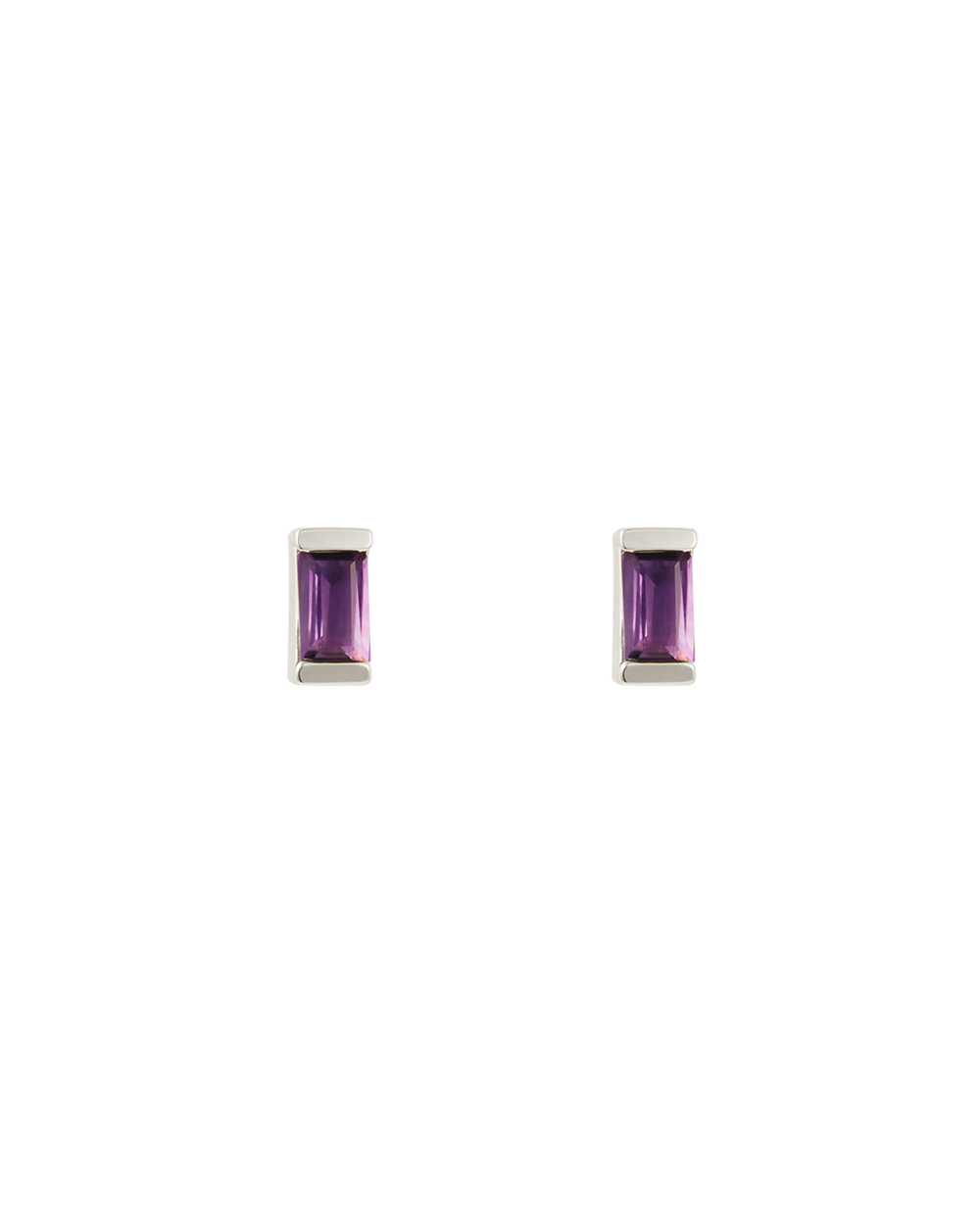 BAGUETTE BIRTHSTONE STUD AMETHYST | FEBRUARY