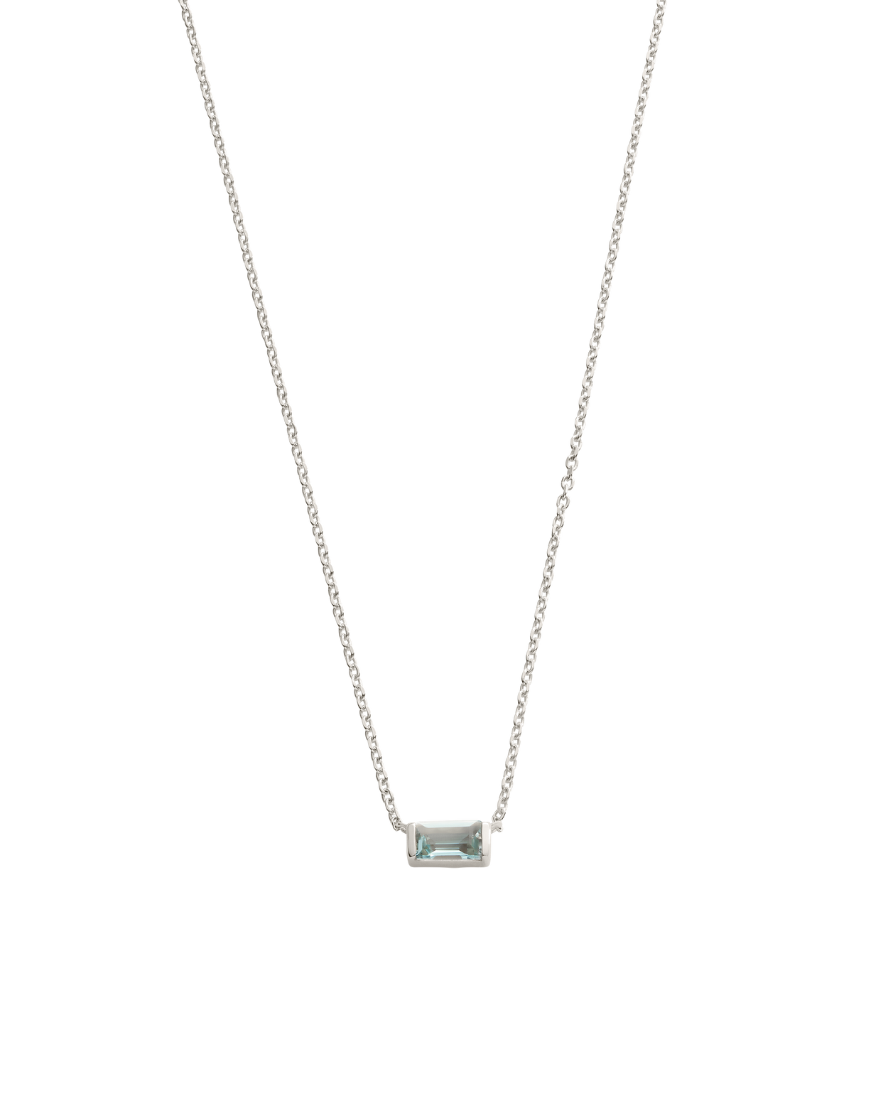 BAGUETTE BIRTHSTONE NECKLACE (STERLING SILVER) MARCH