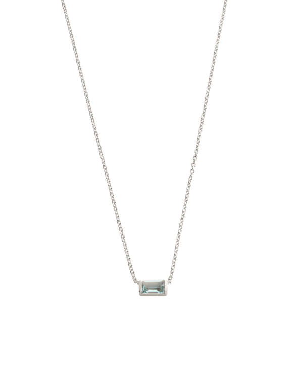 BAGUETTE BIRTHSTONE NECKLACE (STERLING SILVER) MARCH