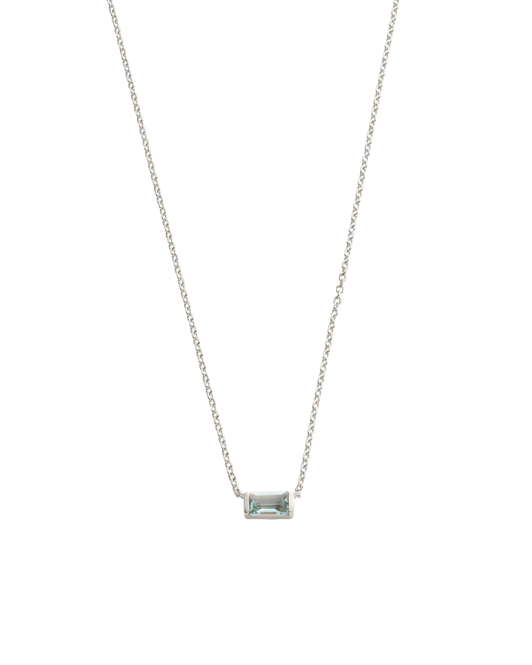 BAGUETTE BIRTHSTONE NECKLACE (STERLING SILVER) MARCH
