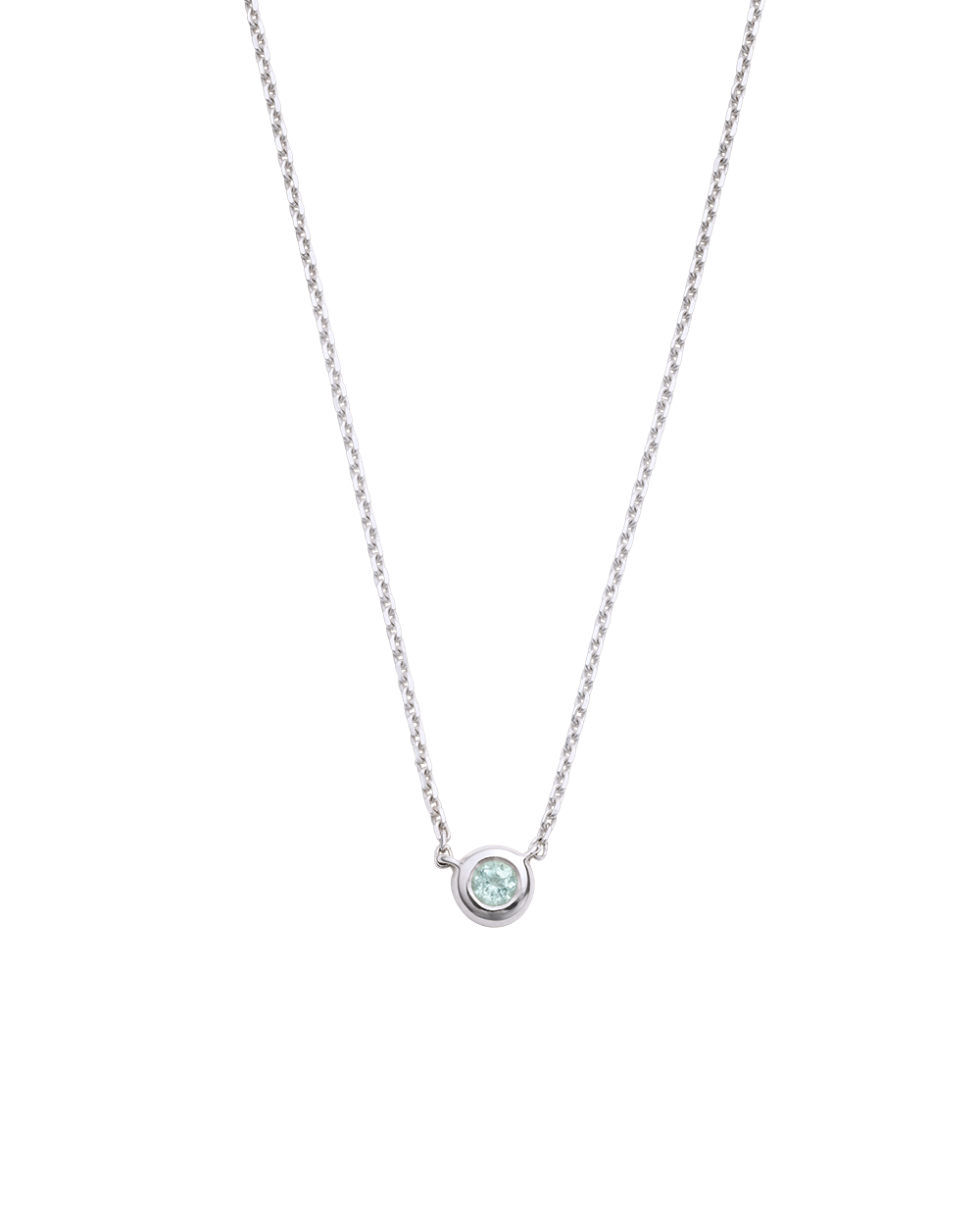 PETITE BIRTHSTONE NECKLACE (STERLING SILVER) MARCH