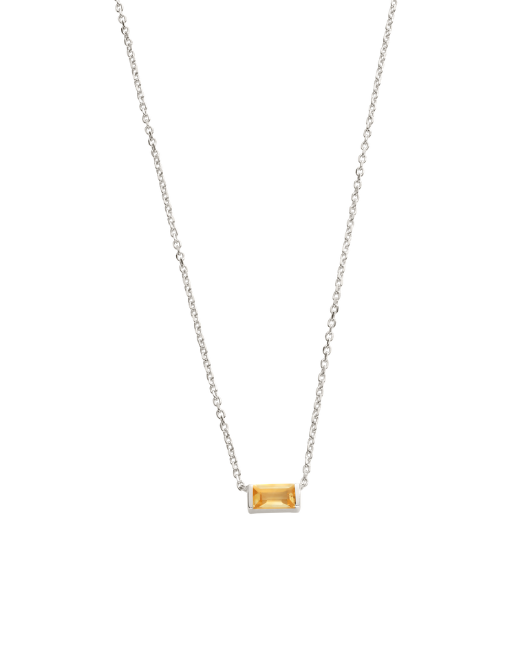 BAGUETTE BIRTHSTONE NECKLACE (STERLING SILVER) NOVEMBER