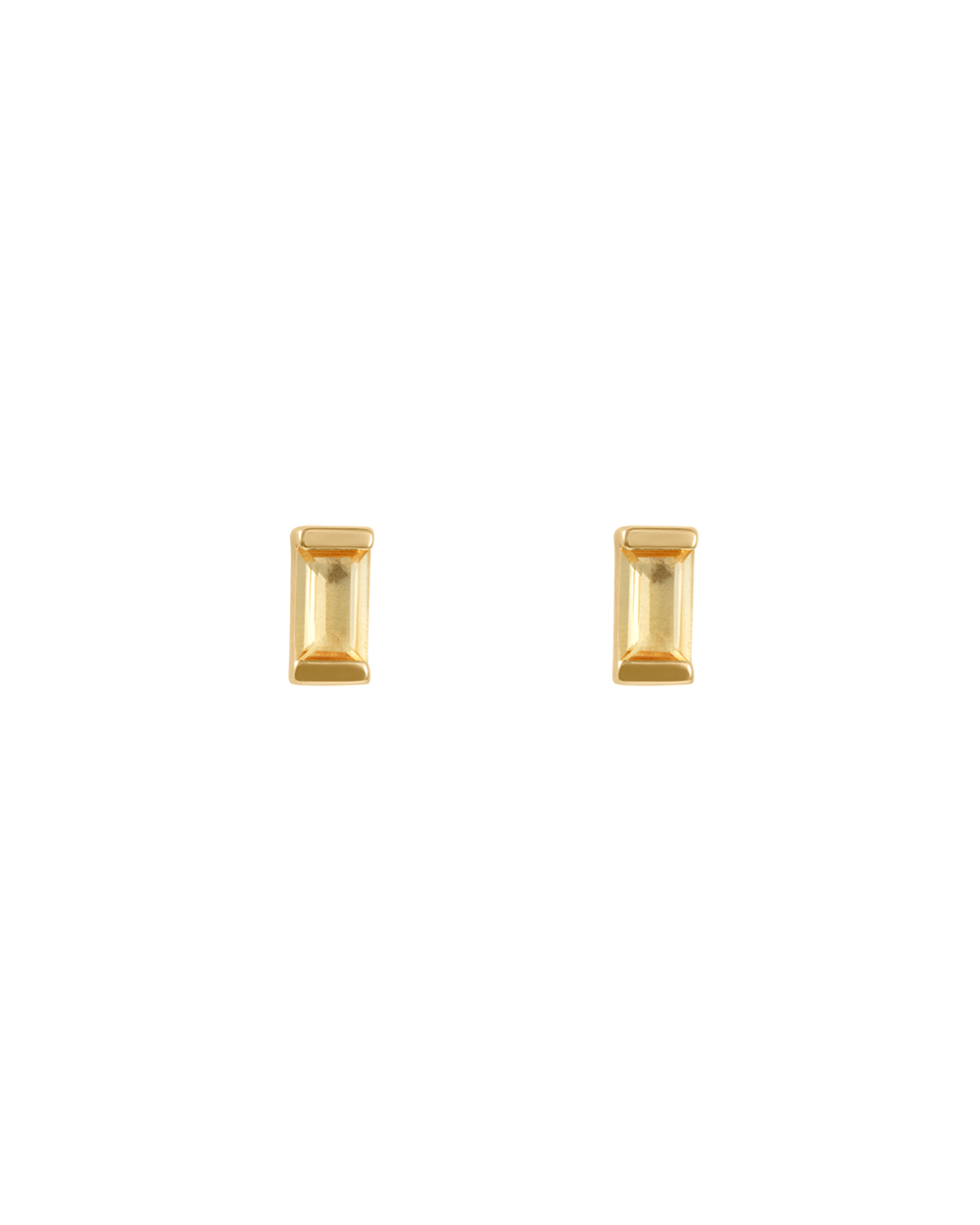 BAGUETTE BIRTHSTONE STUDS (18K GOLD PLATED)